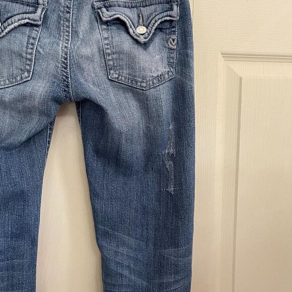 Vigoss Junior Women's The New York Bootcut Distressed Blue Denim Jeans Size 3 - Picture 5 of 12